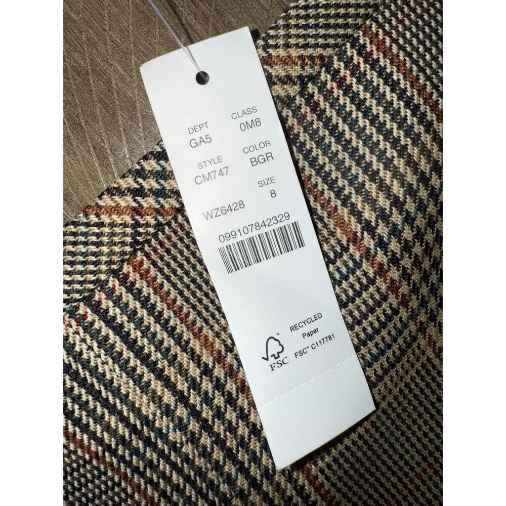 NWT J. Crew Classic Ruffle Trim Glen Plaid 100% Wool Midi Skirt Chic Size 8 NEW - Picture 8 of 16